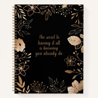 2024 Floral Gold & Black Notitieboek Quote