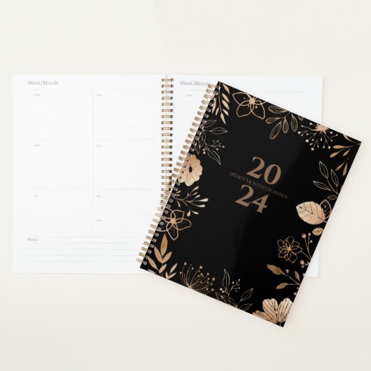 2024 Floral Gold & Black Planner (Display)
