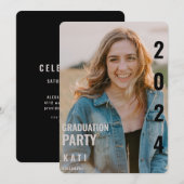 2024 Foto Afgeronde Graduation Party Uitnodiging (Voorkant / Achterkant)