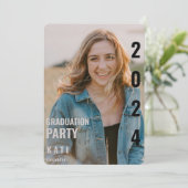 2024 Foto Afgeronde Graduation Party Uitnodiging (Staand voorkant)