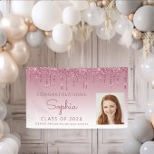 2024 Foto Bourgogne Glitter Drip Afstuderen Spandoek