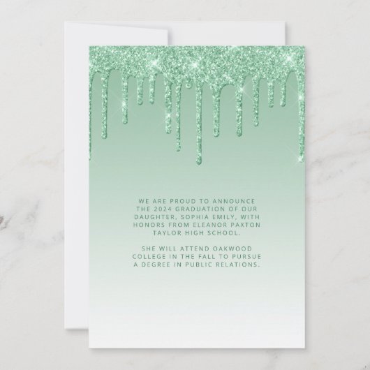 2024 Foto Groene Glitter Afstuderen Aankondiging (Achterkant)