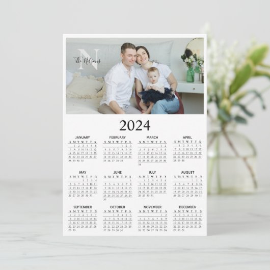 2024 foto monogram kalender save the date (Staand voorkant)