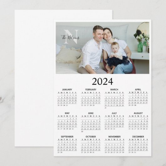 2024 foto monogram kalender save the date (Voorkant / Achterkant)