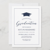 2024 Foto Navy Blue Pet Modern Graduation Party Kaart (Voorkant)