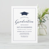 2024 Foto Navy Blue Pet Modern Graduation Party Kaart (Staand voorkant)