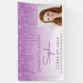 2024 Foto Paarse Glitter Drip Afstuderen Spandoek (Verticaal)