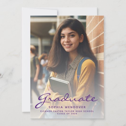 2024 Foto Paarse gouden Afstuderen aankondiging (Voorkant)