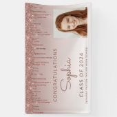 2024 Foto Roos Gold Glitter Drip Afstuderen Spandoek (Verticaal)