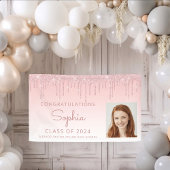 2024 Foto Roze Glitter Drip Afstuderen Spandoek