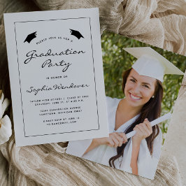 2024 Foto White Black Border Graduation Party Kaart