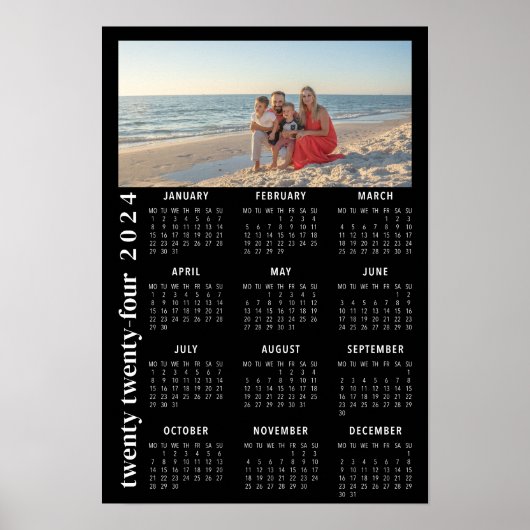 2024 Fotokalender elegant zwart Poster (Voorkant)