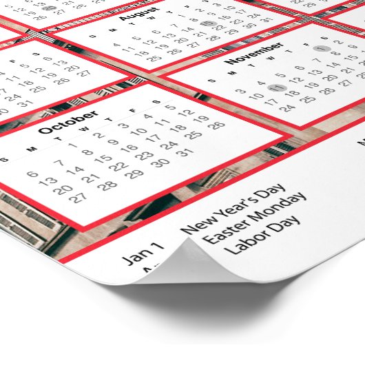 2024 Frankrijk Kalender in het Engels Download PDF Poster (Hoek)