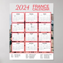 2024 Frankrijk Kalender in het Engels Download PDF