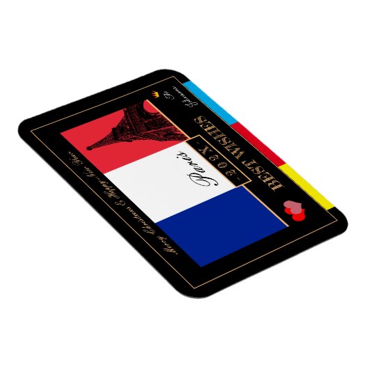 2024 Frans Flag & Eiffel Happy Nieuwjaar, Frankrij Magneet (Rechterzijde)