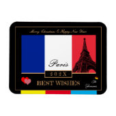 2024 Frans Flag & Eiffel Happy Nieuwjaar, Frankrij Magneet (Horizontaal)