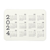 2024 Full Year Calendar Black And White Elegant Magneet (Horizontaal)