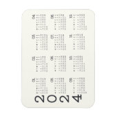 2024 Full Year Calendar Black And White Elegant Magneet (Verticaal)