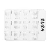 2024 Full Year Calendar Black And White Minimalist Magneet (Horizontaal)