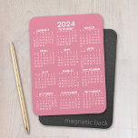 2024 Full Year View Calendar - Basic Pink Minimal Magneet<br><div class="desc">Add your picture to this fun full year 2024 kalenderar - perfect to use in your kitchen or home office. Minimaal,  basic 12 month kalenderar with a solid color background.</div>