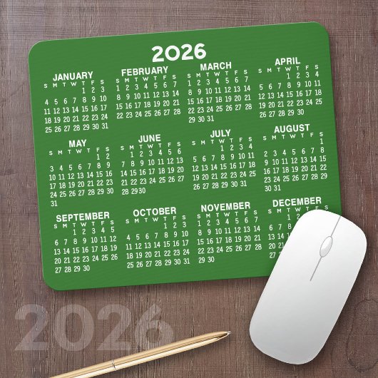 2024 Full Year View Calendar - horizontaal - Green Muismat