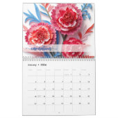 2024 Geboorte Maand Bloemen Kalender Papier Kunst  (Jan 2026)
