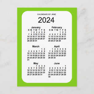2024 Geel Groen 6-maandenkalender van Janz Briefkaart