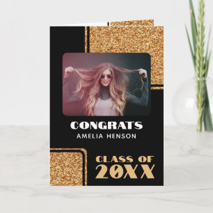 2024 Gefeliciteerd Afgestudeerd Goud Glitter 2 Fot Kaart