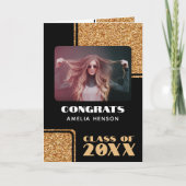 2024 Gefeliciteerd Afstuderen Gouden Glitter 2 Fot Kaart (Voorkant)