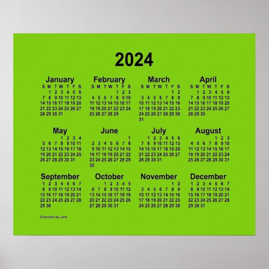2024 Gele groene agenda van Janz Print (Voorkant)