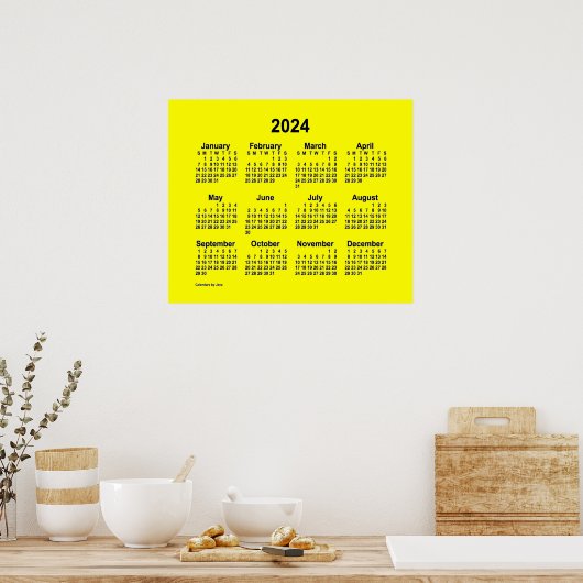 2024 Gele Kalender van Janz Print (Keuken)