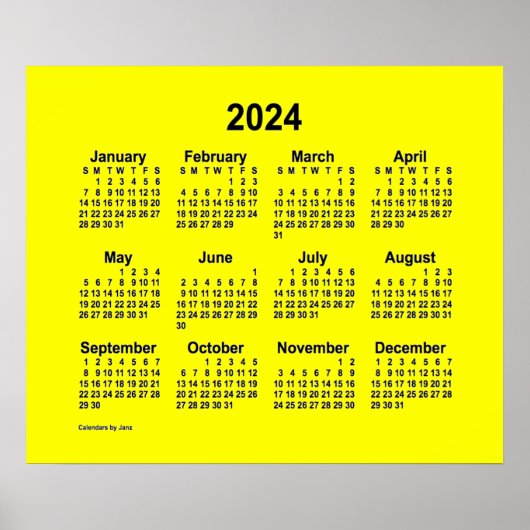 2024 Gele Kalender van Janz Print (Voorkant)