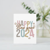 2024 Gelukkig Nieuwjaar in retro kleuren Briefkaart (Staand voorkant)