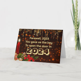 2024 Gelukkig Nieuwjaar VAARWEL 2023 Feestdagen Kaart