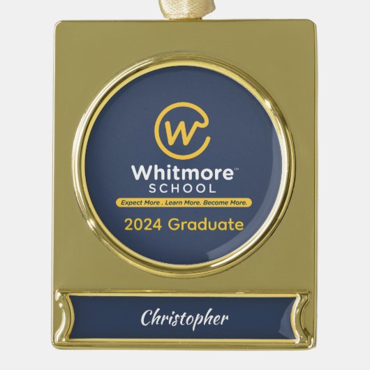 2024 Gepersonaliseerd Afstuderen Banner Ornament Verguld Banner Ornament (Voorkant)