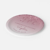 2024 Gepersonaliseerd Bourgondië Glitter Drip Afst Papieren Bordje (Gekanteld)