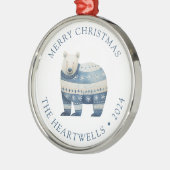 2024 Gepersonaliseerde Blue Polar Beer Vrolijk Ker Metalen Ornament (Links)