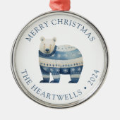 2024 Gepersonaliseerde Blue Polar Beer Vrolijk Ker Metalen Ornament (Voorkant)