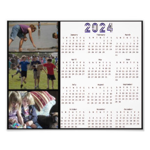 2024 gepersonaliseerde familie foto collage kalend afdruk