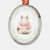 2024 Gepersonaliseerde Waterverf Cat Merry Christm Metalen Ornament (Links)