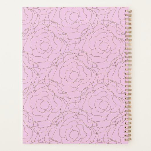 2024 Glas in lood Roos: Goud Roos op Roze Planner (Achterkant)