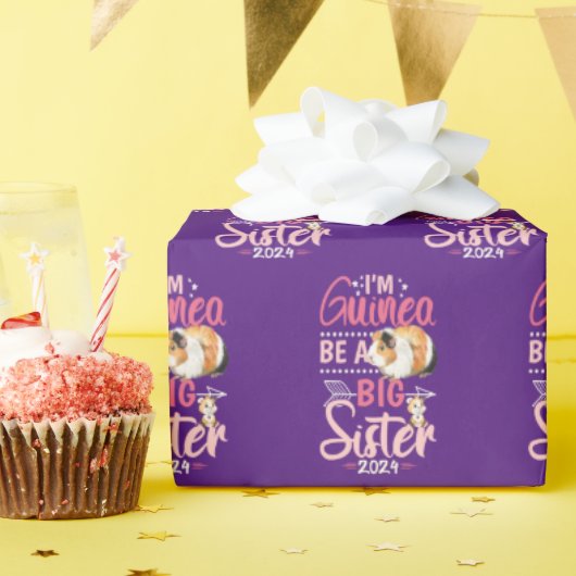 2024 Going to Be a Big Sister - Cavia Pun Cadeaupapier (Verjaardagsfeest)