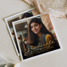 2024 Gold Script Photo Graduation Party Servet