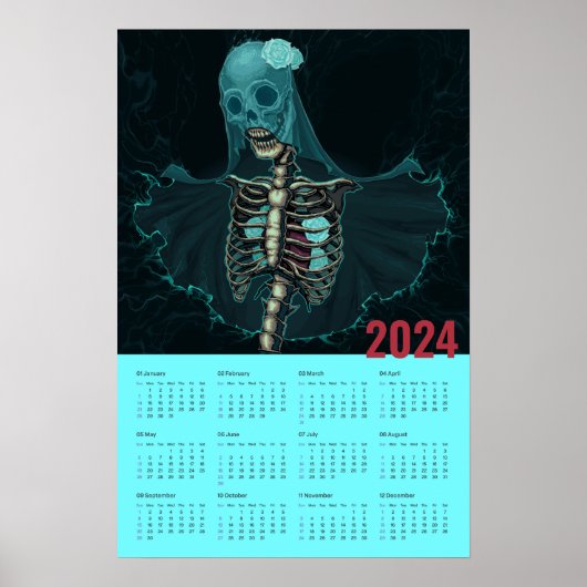 2024 Gothic spookwandkalender Poster (Voorkant)