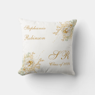 2024 Goud Bloemen Monogram Afstuderen Gift Kussen