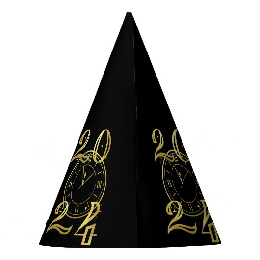 2024 Goud-en-zwart papier partij petten Feesthoedjes (Achterkant)
