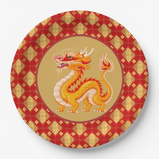 2024 Gouden Draak Papieren Bordje (Voorkant)