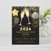 2024 gouden glitter op zwart kaart (Staand voorkant)