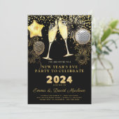 2024 gouden glitter op zwart kaart (Staand voorkant)