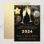 2024 gouden glitter op zwart kaart (Voorkant / Achterkant)